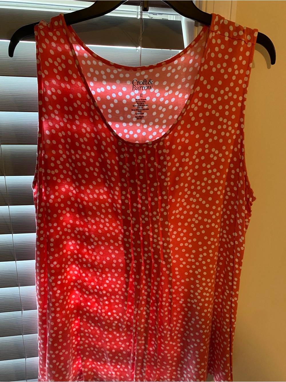 croft & barrow Peach and White Polka Dot Sleeveless Camisole